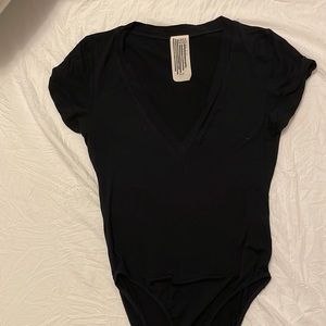 Free People deep v-neck black bodysuit